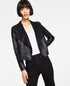 Bar III Womens Faux Leather Flyaway Jacket